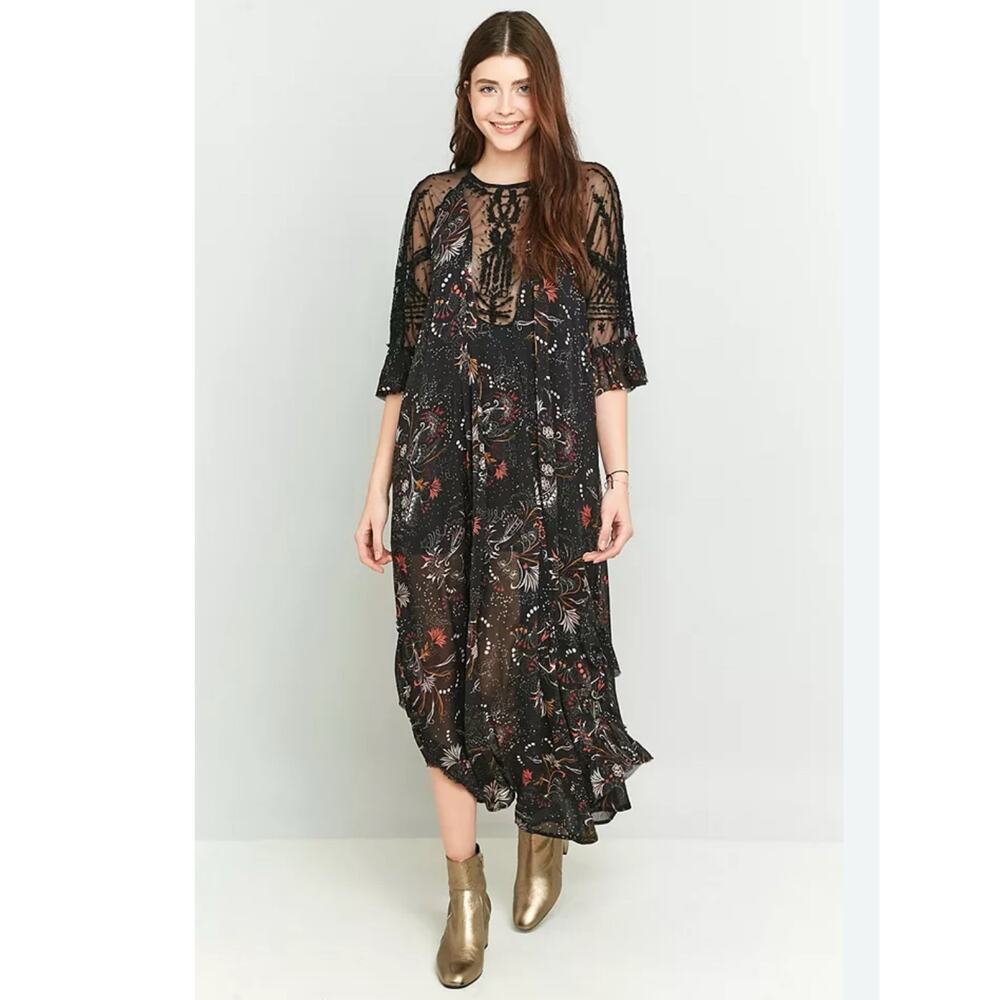 Free People Spirit of The Wild Maxi Dress Whimsical Lace Small western Boho chic